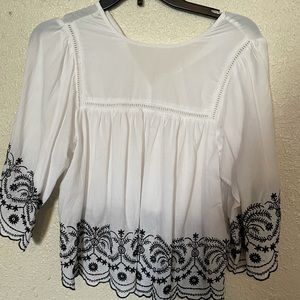 White and black floral top